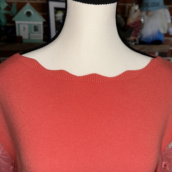 Siani Milano Scalloped Neckline Mesh Lace Balloon Sleeve size M - Picture 2 of 9